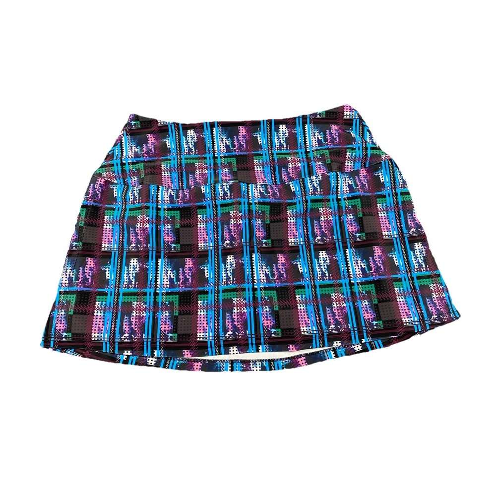 B Passionit Lined Skort Skirt Slit Sides Geometric Size Large USA Pickleball